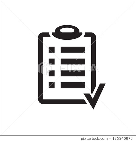 Action plan clipboard icon design over a blue background. Board goal check list icon. Vector flat style design with long shadow. 125540973