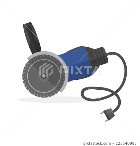 Abrasive wheel or rinding machine electric tool with shadow. Vector flat illustration. 125540983