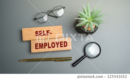 Self-employed. Person works for themselves, not for an employer. They run their own business, freelance, or work as an independent contractor, and they are responsible for their own income, taxes. Self-employed. Person works for themselves, not for an employer. They run their own business, freelance, or work as an independent contractor, and they are responsible for their own income, taxes. 125541052