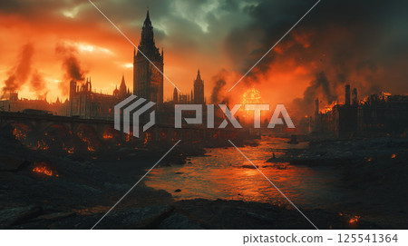 destroyed city destroyed city 125541364