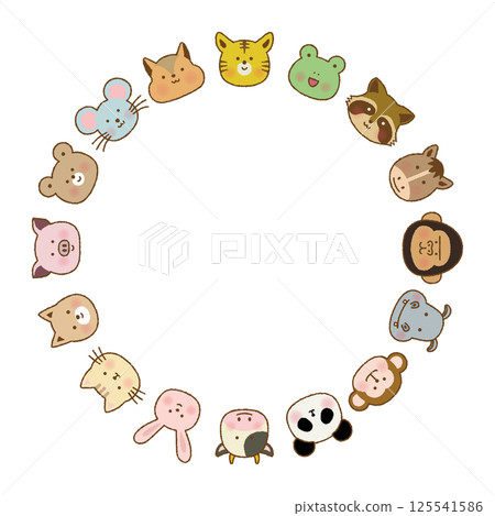 Hand-drawn animal face frame illustrations | Cute enclosure materials | Bears, cats, rabbits, etc. Hand-drawn animal face frame illustrations | Cute enclosure materials | Bears, cats, rabbits, etc. 125541586