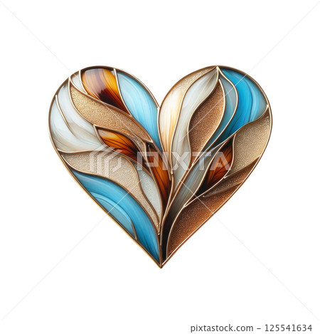 Colorful heart made in stained glass technique, white background, minimalism Colorful heart made in stained glass technique, white background, minimalism 125541634