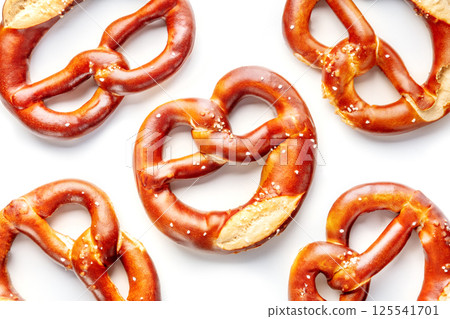 Pretzel or Bretzel, traditional German beer snack, a wheat bread with salt 125541701
