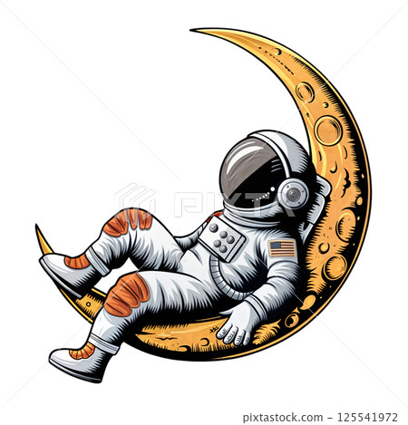Iron-on sticker Cosmonaut on the moon 125541972
