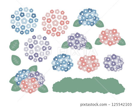 Rainy season hydrangea illustration set 125542103