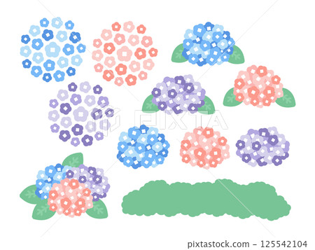 Rainy season hydrangea illustration set 125542104