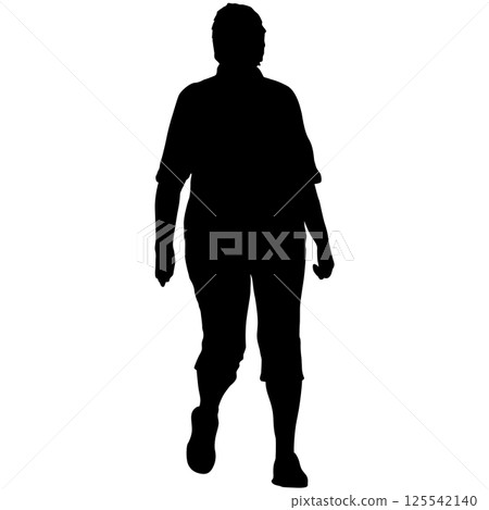 Walking young woman isolated silhouette front view 125542140