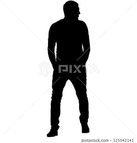 Man walking forward isolated silhouette front view Man walking forward isolated silhouette front view 125542141