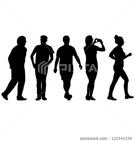 Man and woman isolated silhouette couple standing silhouette 125542159