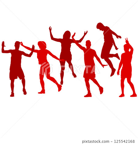 Man and woman dancing in different dynamic poses isolated silhouettes Man and woman dancing in different dynamic poses isolated silhouettes 125542168