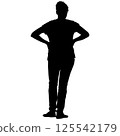 Walking young woman isolated silhouette front view 125542179