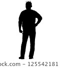 Man walking forward, isolated silhouette front view 125542181