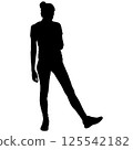 Young woman standing with leg forward isolated silhouette 125542182