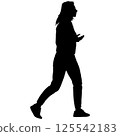Walking young woman isolated silhouette front view 125542183