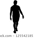 Man walking forward isolated silhouette front view 125542185