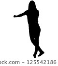 Walking young woman isolated silhouette front view 125542186
