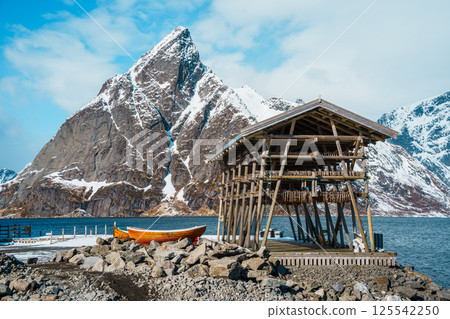 Sarkisoy Village by the Fjord in Norway's Lofoten Islands 125542250