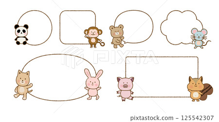 Hand-drawn cute animal frame set 125542307