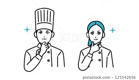 Smiling male and female chef avatars 125542656