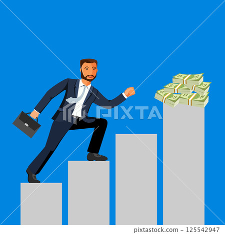 Business achievement, businessman attains success and reaches his aims 125542947