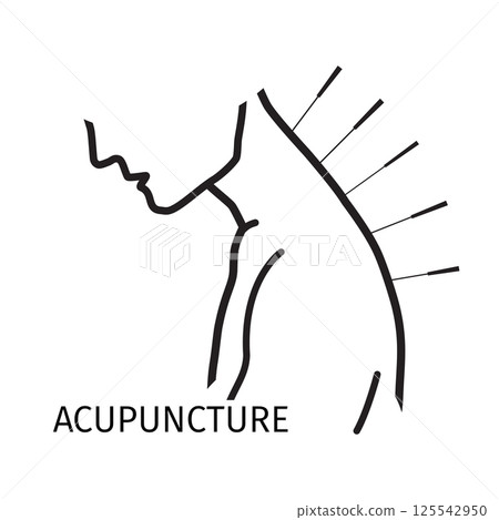 Human acupuncture with needles vector illustration. Medical procedure illustration. Chinese Traditional, Alternative Medicine, Natural Healing and Recreation concept 125542950