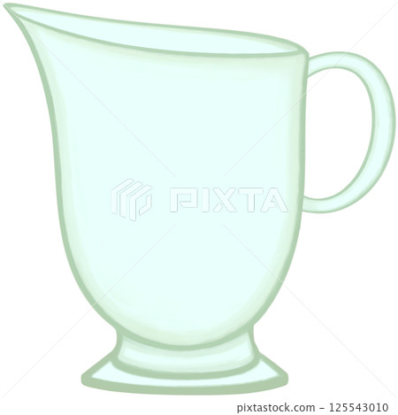 Lovely colors and style of green ceramic jar of milk or coffee or tea. 125543010