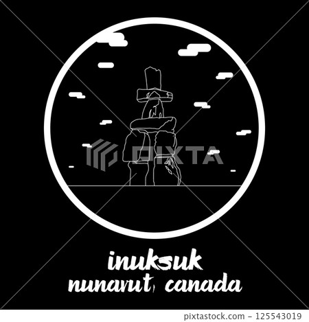 Circle Icon Inuksuk. Vector Illustration Circle Icon Inuksuk. Vector Illustration 125543019