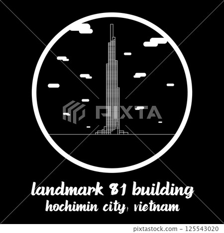 Circle Icon Landmark 81 Building. Vector Illustration 125543020