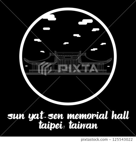 Circle Icon Sun Yat-Sen Memorial Hall. Vector Illustration Circle Icon Sun Yat-Sen Memorial Hall. Vector Illustration 125543022