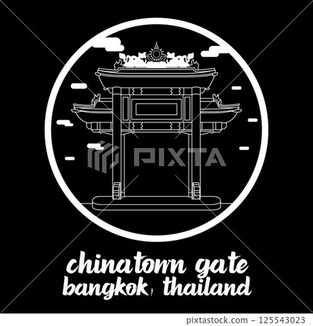 Circle Icon Chinatown Gate. Vector Illustration 125543023