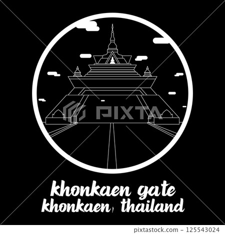 Circle Icon Khonkaen Gate. Vector Illustration Circle Icon Khonkaen Gate. Vector Illustration 125543024