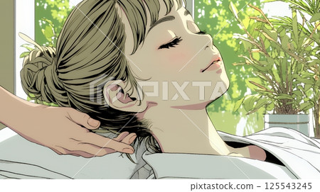 Woman receiving beauty massage at resort spa 125543245