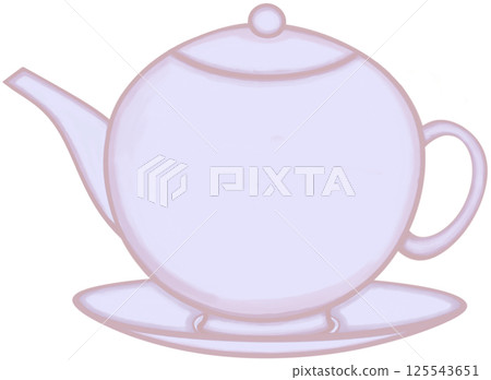 Lovely style and colors of purple ceramic teapot of hot coffee or tea or water. 125543651