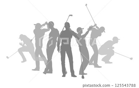 Golfers Golfing Silhouette Golf People Silhouettes Golfers Golfing Silhouette Golf People Silhouettes 125543788