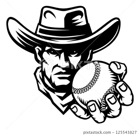 Cowboy Baseball Softball Ball Sports Team Mascot 125543827