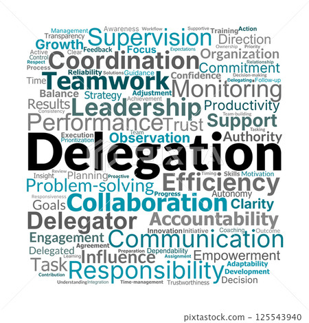 Delegation Word Cloud. Key Concepts for Effective Leadership and Team Management 125543940