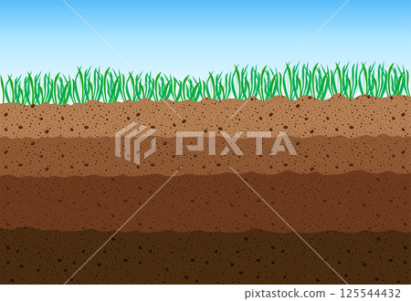 A vibrant pixel art illustration depicting a field with lush grass and dirt 125544432