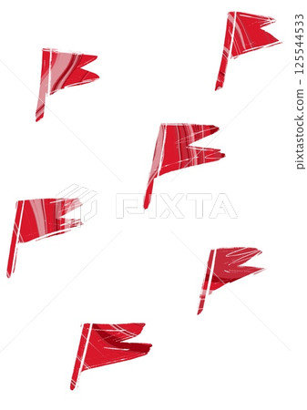 Red flags on a white background with a shadow. Vertical conceptual artwork on the topic of abuse, abusive relationships Psychology of relationship. 125544533