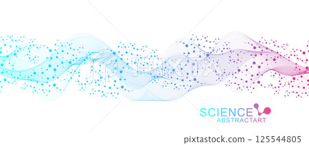 Molecular structure DNA, atom, neurons. Medical, technology, chemistry, science background. Science concept for your design. Connected lines with dots. Vector illustration. 125544805