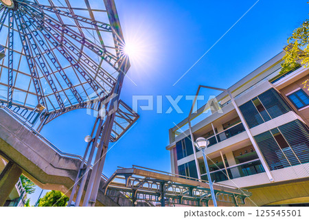 Yokohama cityscape in Japan, overlooking Nakagawa Station on the Yokohama Municipal Subway (in front of the Yokohama Campus of Tokyo City University) 125545501