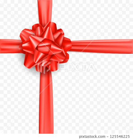 Red ribbon with bow for gift box. Red ribbon with bow for gift box. 125546225