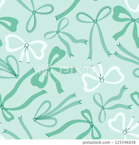 Seamless pattern with bows on a light blue background. Vector graphics. Seamless pattern with bows on a light blue background. Vector graphics. 125546836