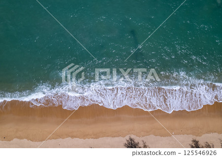 Top view beach beautiful sea nature background,Amazing waves sand sea background 125546926