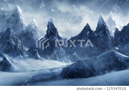Snowy mountains in heavy snow areas 125547018