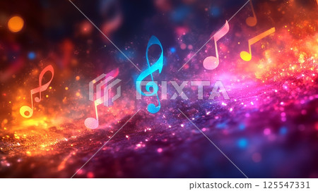 帶有音符等音樂符號的背景圖像 125547331