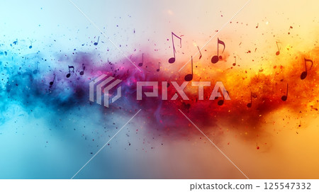 帶有音符等音樂符號的背景圖像 125547332