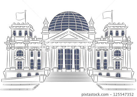 Vector drawing of the Reichstag building Berlin Germany 125547352
