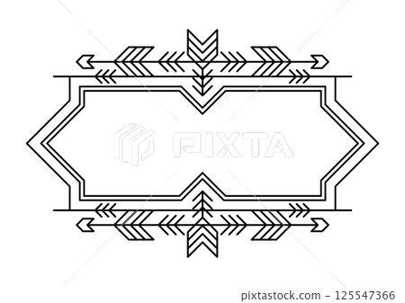 Line geometric frame. Tribal ethnic decorative linear background. Line geometric frame. Tribal ethnic decorative linear background. 125547366