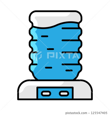 Water cooler icon. Aqua or liquid thin line illustration. Water cooler icon. Aqua or liquid thin line illustration. 125547405