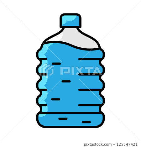 Plastic bottle with water icon. Aqua or liquid thin line illustration. 125547421